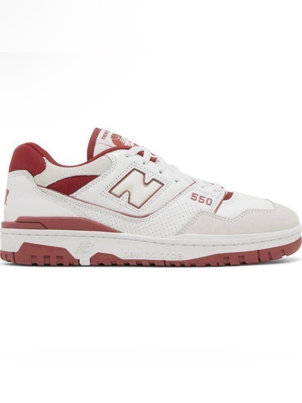 New Balance 550 White and Red Low-Top Sneakers